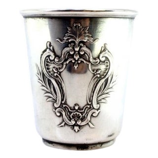 Silver Cup with Reliefs and Monogram Card For Sale