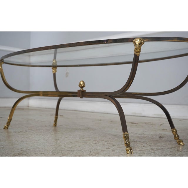 Iron Brass & Glass Rams Head Coffee Table For Sale In Philadelphia - Image 6 of 13