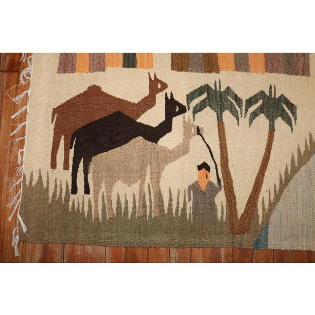 Mid 20th Century Vintage Pictorial Turkish Kilim rug no. j3247 For Sale - Image 5 of 6