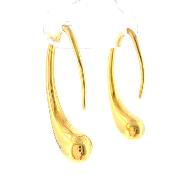 Metal Tiffany & Co. Elsa Peretti Spain 18k Gold Teardrop Earrings For Sale - Image 7 of 8