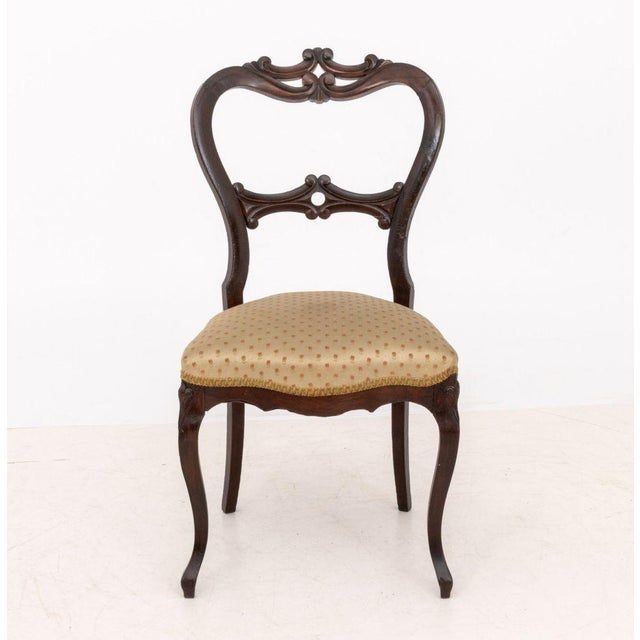 Victorian Victorian Silk Upholstered Walnut Side Chairs, 2 For Sale - Image 3 of 10