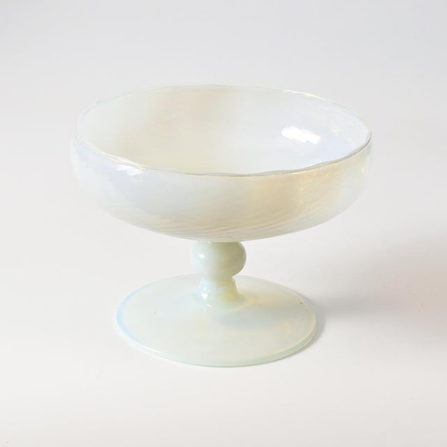 Vintage Italian Opaline Glass Pedestal Bowl, 1960s For Sale - Image 7 of 11