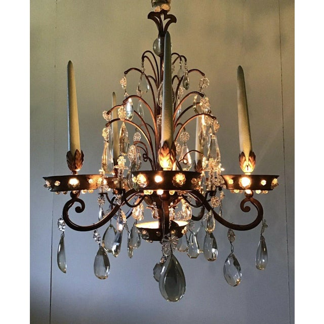 Stunning Antique 1920 French Maison Bagues Beaded Crystal Chandelier. Styled completely in the Louis XV 18thc taste....