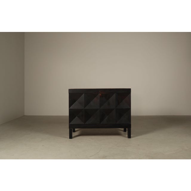 Brutalist Bar Cabinet in Ebonized Oak by Jean Batenburg for MI, Belgium, 1960s For Sale - Image 9 of 17