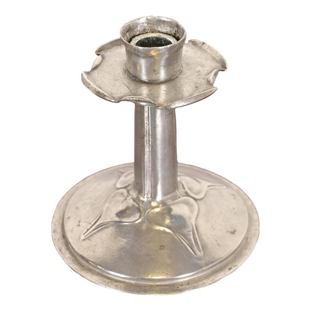 Archibald Knox for Liberty & Co. Antique Arts & Crafts 'Tudric' Pewter Candlestick, Circa 1905 For Sale