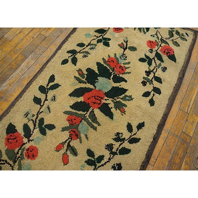 Antique American Hooked rug. Measures: 2'5" x 4'8". Antique American Hooked Rug American 1940s, Country of Origin:...