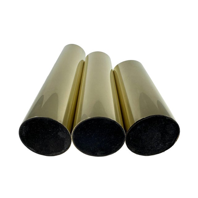 Brass Vintage Mid Century Modern Brass Cylinder Candle Holder Candlesticks For Sale - Image 8 of 9