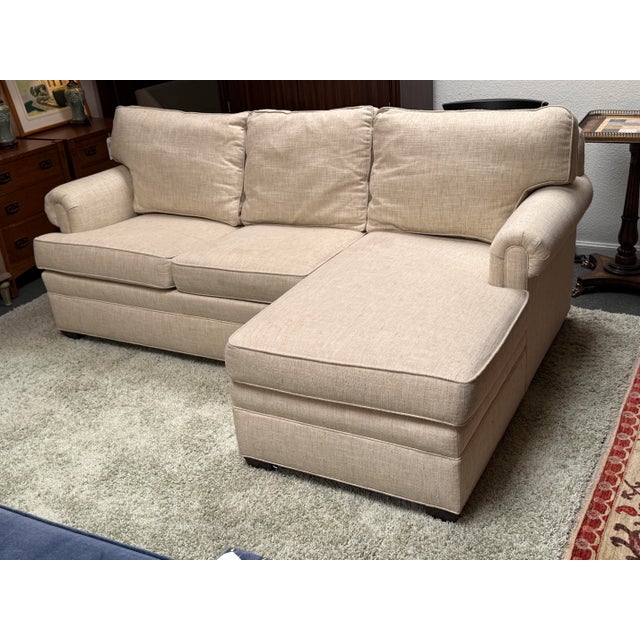 English Ethan Allen Chaise Lounge Sectional For Sale - Image 3 of 12