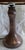 Art Nouveau Table Lamp with Formerly Silver Plated Copper Base & Segmented Beige Fabric Shade with Brown Ribbons, in Good...