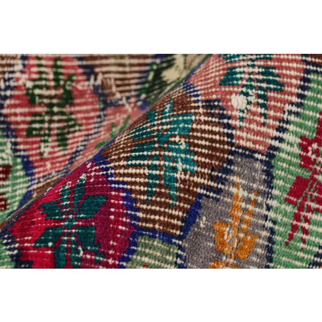 Textile Vintage Zeki Müren Rug in Colorful Floral & Geometric Patterns From Rug & Kilim For Sale - Image 7 of 8