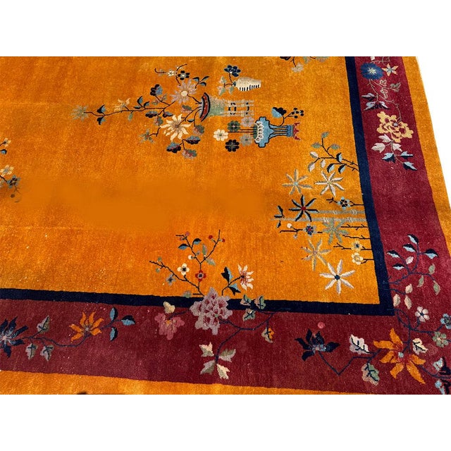 1920s A Stunning Antique Gold Ground Chinese Art Deco Rug Circa 1920 For Sale - Image 5 of 8