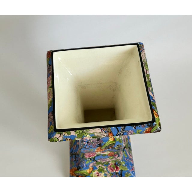 1920s Antique Crown Ducal Blue Chintz Vase, Made in England For Sale - Image 5 of 12