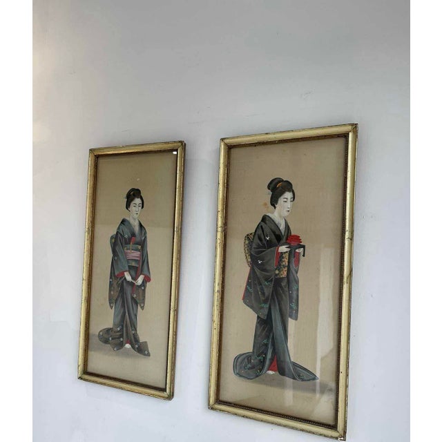 19th-Century Japanese Paintings on Silk The pair of paintings are examples of Japanese art on silk from the late 19th...
