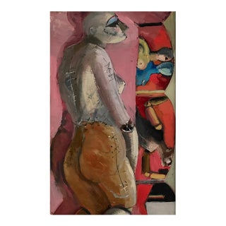 Bruno Paoli "Death in the Theater" Original Italian Modern Theater Interior, 20th Century Florence Italy Fine Art Painting, Oil on Canvas, 19x26" For Sale