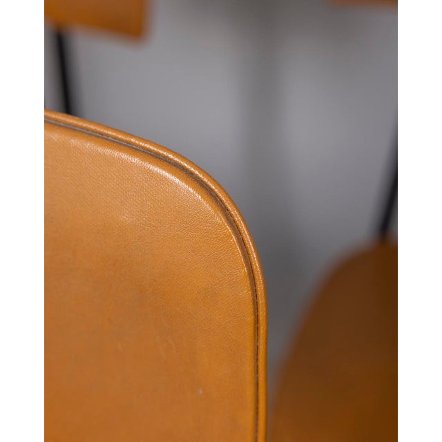 Black Vintage Italian Metal and Leather Chairs, 1960s, Set of 6 For Sale - Image 8 of 13