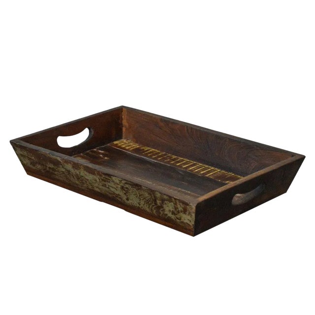 Rustic Primitive Style Reclaimed Wood Serving Tray For Sale