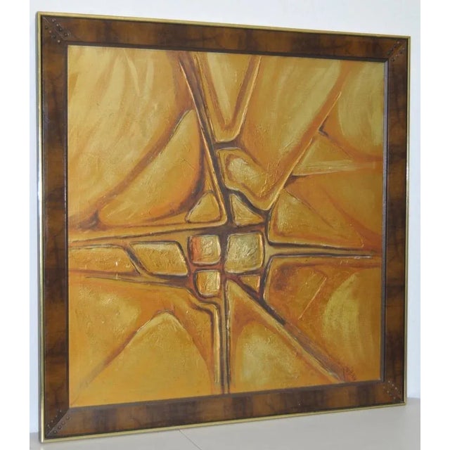 Gold Gold Tone Abstract Painting by MacMillan C.1970 For Sale - Image 8 of 8