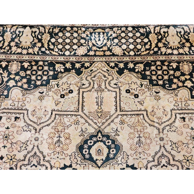 Vintage Indian Silk Rug, Hand-Knotted Geometric Design, 6' x 9' For Sale - Image 15 of 15