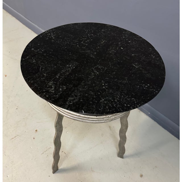 Postmodern 1990s Will Stone Style Postmodern Marble Side Table For Sale - Image 3 of 7