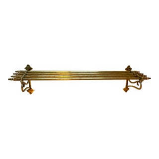 Antique Pullman Railroad Brass Hat and Coat Shelf With Retaining Scrolls, C. 1905-1925 For Sale