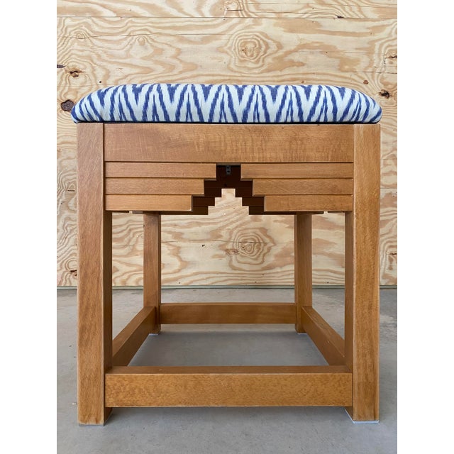 Ikat Upholstered Ziggurat Ottomans, a Pair For Sale - Image 10 of 12