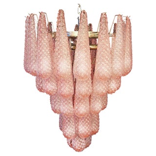 Pink Murano Glass Drop Chandelier, 1980s For Sale