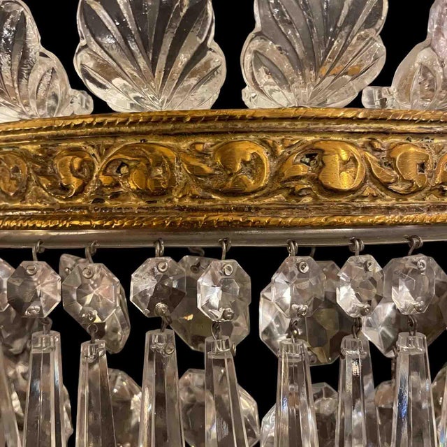 Wood Italian Circular Crystal and Bronze Ceiling Lights, 1960s, Set of 2 For Sale - Image 7 of 13