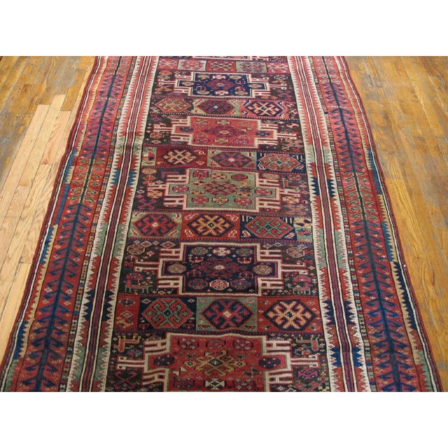 Late 19th Century 1890s Multicolor Geometric Tribal Antique Persian Kurdish Rug 4'6" X 7'8" Handknotted Wool Carpet For Sale - Image 5 of 6