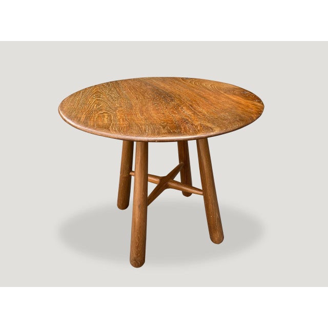 Andrianna Shamaris Midcentury Couture Teak Round Table with Butterflies Inlaid For Sale - Image 11 of 18