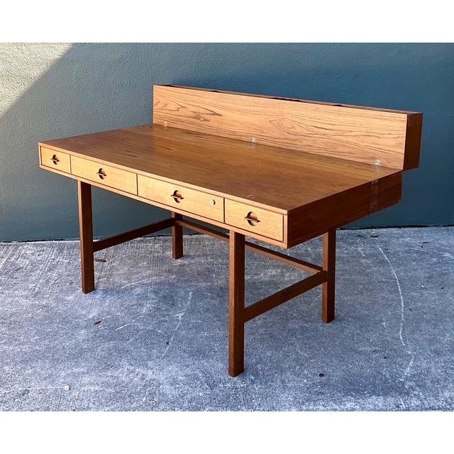 Sienna Vintage MCM Peter Lovig Nielsen for Hedensted Mobelfabrik Flip Top Teak Writing Desk For Sale - Image 8 of 12