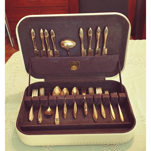 1930s Vintage Set of Dirigold Flatware with Hard Plastic Case Set of