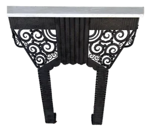 1920s French Art Deco Textured Iron Marble Top Console Table