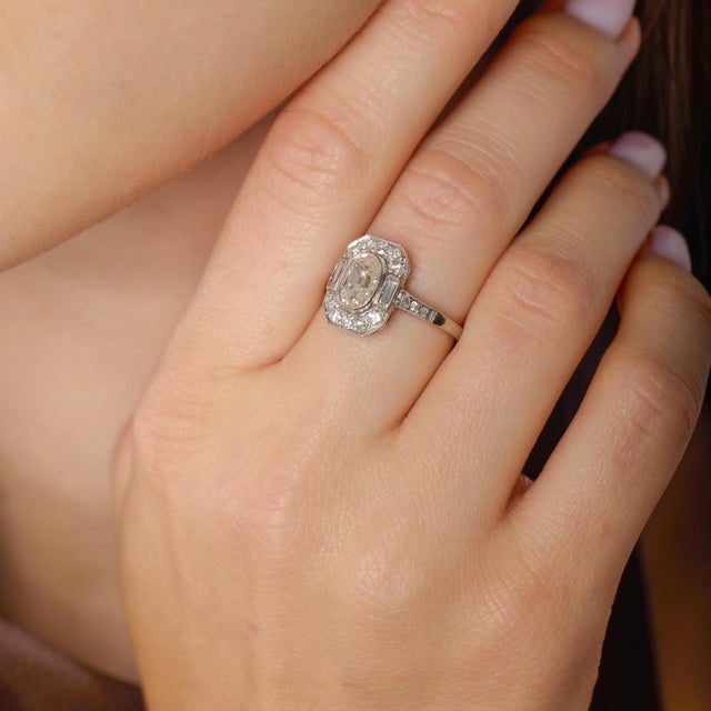 2010s Gia 1.03 Carat Old Mine Cut Diamond Platinum Engagement Ring, Size 6.75 For Sale - Image 5 of 7