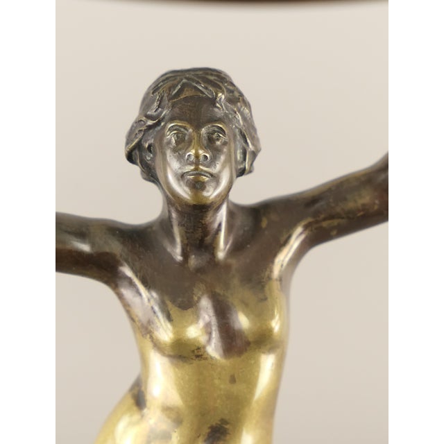 Antique Art Nouveau Daphne Table Lamp in Patinated Bronze, 1890s For Sale - Image 4 of 16