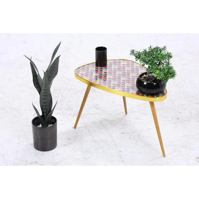 Vintage Flower Table with Colorful Checkered Pattern, 1960s For Sale - Image 9 of 9