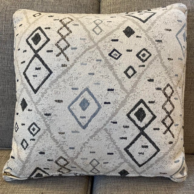 Mid-Century Modern Modern Neutral Geometric Tribal Design Woven Throw Pillows-Set of Two For Sale - Image 3 of 12