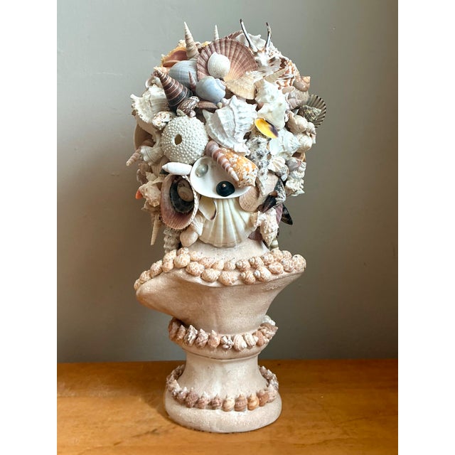 Vintage Shell Encrusted Bust Sculpture For Sale - Image 9 of 12