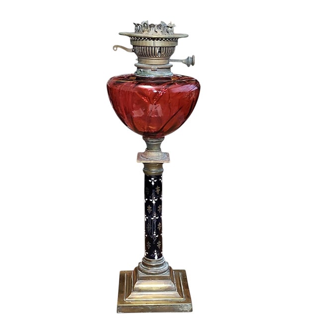 Stunning Albion Lamp Company, Birmingham, England, oil lamp, circa 1896-1899, with Rippingilles Duplex No. 2 control...