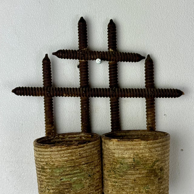 Planters with a trellis was the best way to could describe this unique miniature Folk & Tramp Art creation.It's all wood...
