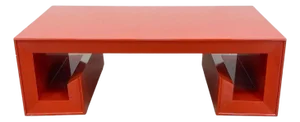 James Mont Style Red Lacquer Coffee Table With Greek Key Base