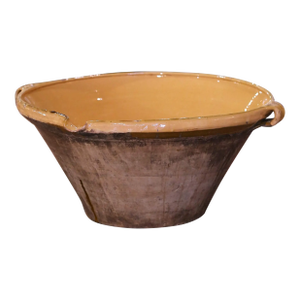 19th Century French Yellow Glazed Terracotta "Tian" Bowl From Provence