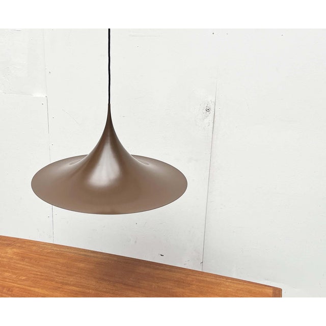 Mid-Century Modern Space Age Danish Brown Semi Pendant Lamp by Claus Bonderup and Torsten Thorup for Fog & Mørup, 1960s For Sale - Image 6 of 18
