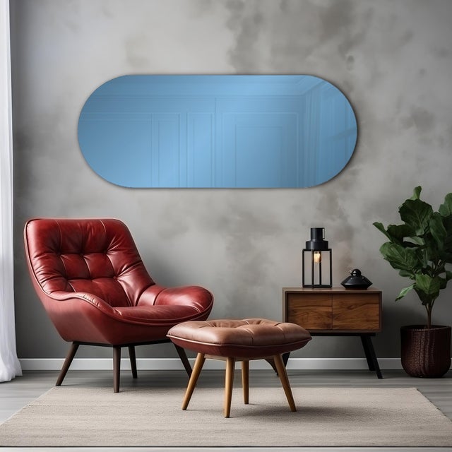Balducci Oval Sapphire Blue Mirror Short For Sale - Image 9 of 10