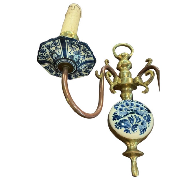 Mid 20th Century Dutch Delft Hand Painted Sconces - Pair For Sale - Image 9 of 13