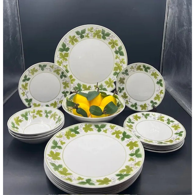 Mikasa Mid 20th Century Mikasa Ivy-Green Wood Pattern Dinnerware Set- 18 Pieces For Sale - Image 4 of 12