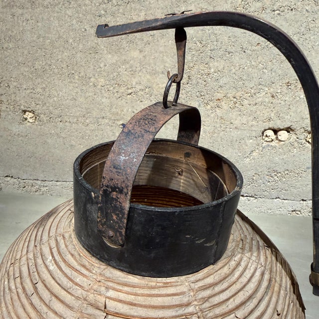 Vintage Japanese Chochin Lantern With Woven Bamboo Exterior For Sale - Image 4 of 12
