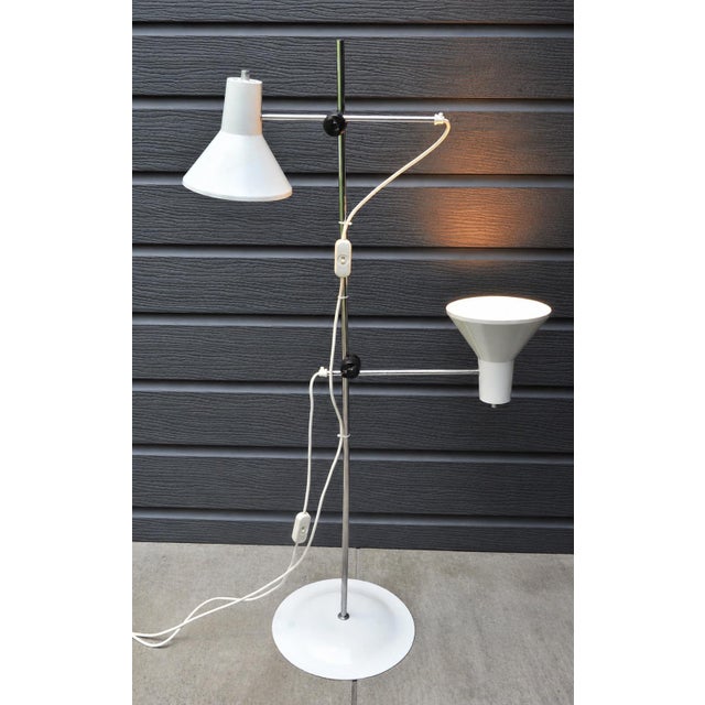 Mid-Century Modern White Twin Head Standard Lamp by G. A. Scott for Maclamp, England, 1970s For Sale - Image 9 of 13