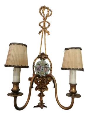 2-Armed Applique with Porcelain Plaque, 1920s