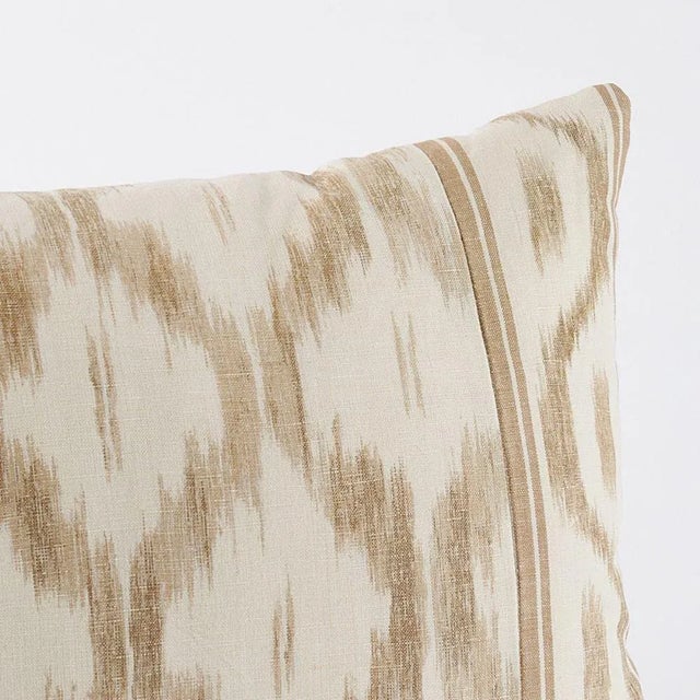 This pillow features Santa Monica Ikat Fabric (Item# 176500) by Mark D. Sikes for Schumacher with a Knife Edge finish....