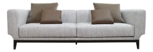Italian Ivory Sofa 240 with Brown Wooden Base from Kabinet